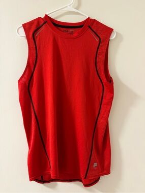 Fila Swim Rash Guard Mens S Red Like New Sleeveless Athletic Sport